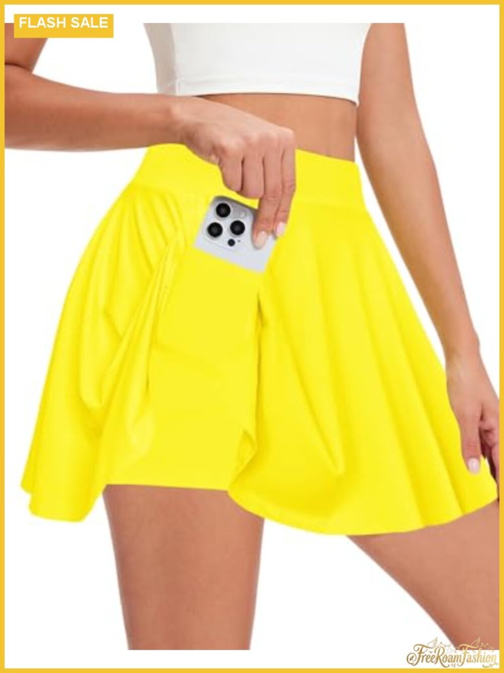 Afibi Women's Pleated Skort High Rise Mini Skater Skirt with Pockets
